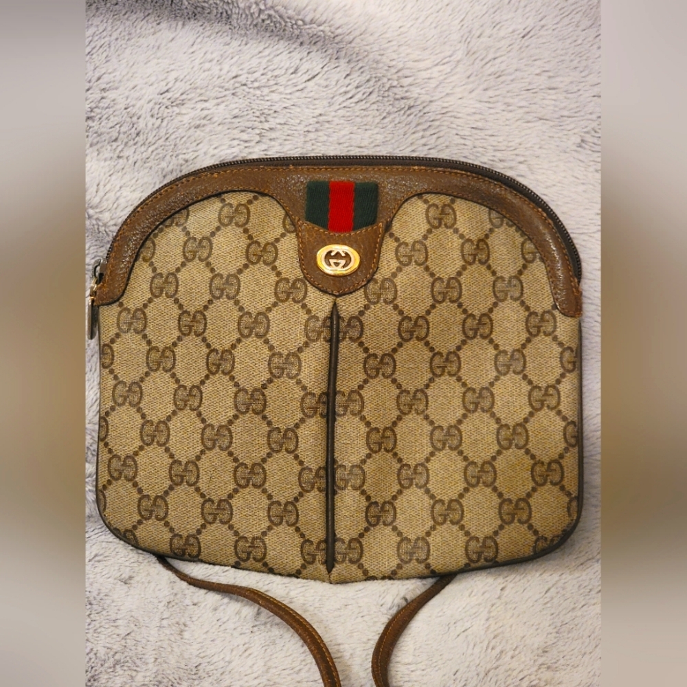 GUCCI GG Canvas Web Sherry Line Shoulder Bag